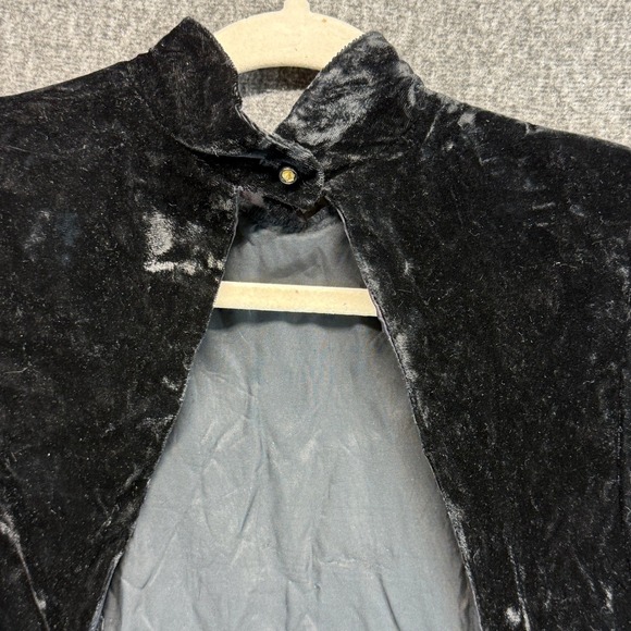 Crushed Velvet Dress Womens Small Medium Black Mock Neck Stretch LBD y2k - Picture 8 of 12